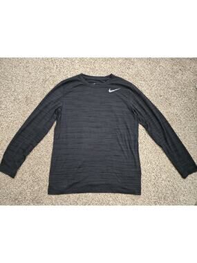 NIKE PRO TRAINING DRI FIT Men's Size L Shirt Long Sleeve Black/Gray Crew Layer